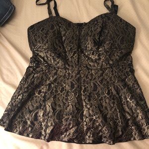 Metallic gold laced peplum